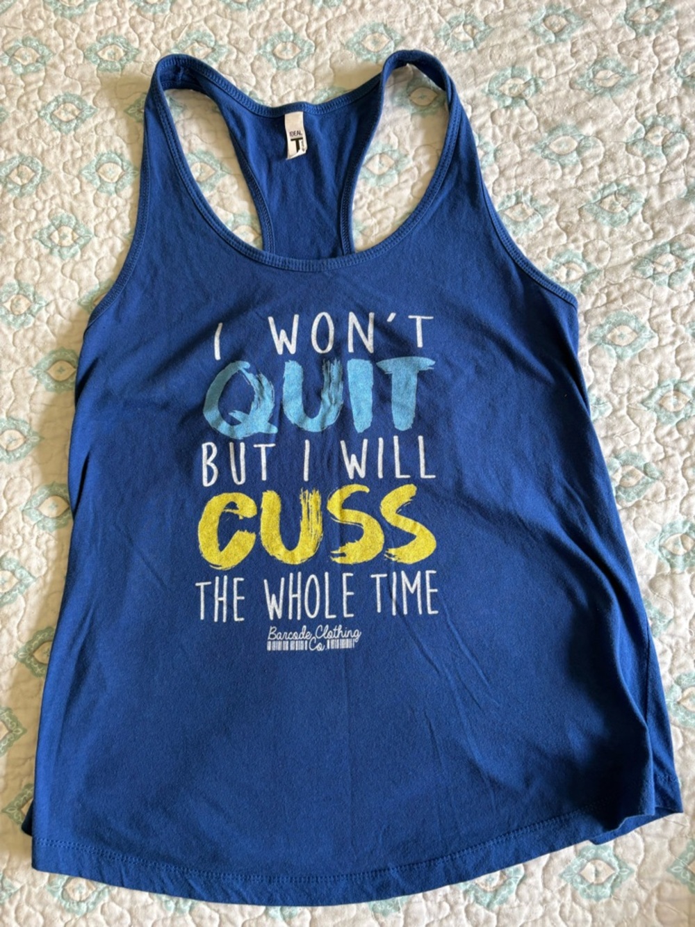 XXL Racerback Workout Tank | “I Won’t Quit But I Will Cuss” Graphic | Gym Top